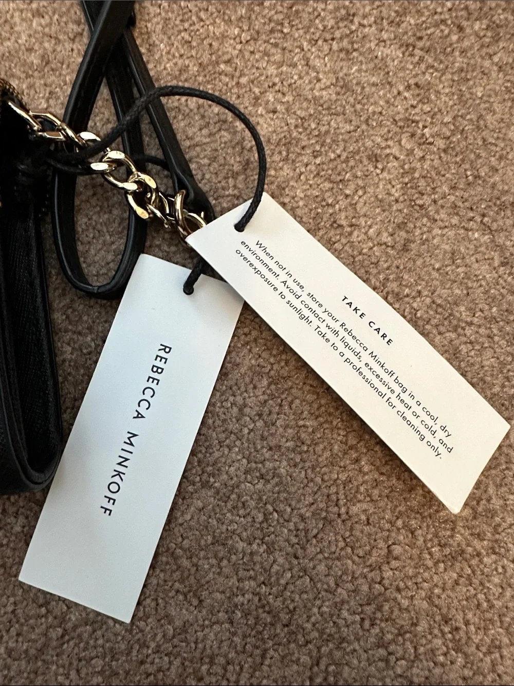 Rebecca Minkoff Black Envelope Crossbody with Gold Chain - Picture 9 of 12